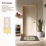 Ultra Soft Area Rug, Non Slip, Stain Resistant, Washable Area Rugs for Living Room, Bedroom, Intricate Geometric Area with Spotted Design and Floral Motifs(Beige)