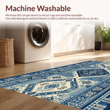 Ultra Soft Area Rug, Non Slip, Stain Resistant, Washable Area Rugs for Living Room, Bedroom, Modern Denim Home Office High-Traffic Area Rug(Blue)