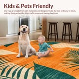 Ultra Soft Area Rug, Non Slip, Stain Resistant, Washable Area Rugs for Living Room, Bedroom, Contemporary Colorful Linear Elements(Orange)
