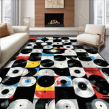 Ultra Soft Area Rug, Non Slip, Stain Resistant, Washable Area Rugs for Living Room, Bedroom, Monochrome Music Motif Decor(Black)