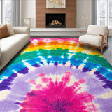 Ultra Soft Area Rug, Non Slip, Stain Resistant, Washable Area Rugs for Living Room, Bedroom, Pastel Tie Dye Girls Bedroom Fluffy Area Rug(Pink)
