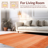 Ultra Soft Area Rug, Non Slip, Stain Resistant, Washable Area Rugs for Living Room, Bedroom, Warm Earthy Minimalist Aesthetic(Orange)