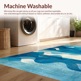 Ultra Soft Area Rug, Non Slip, Stain Resistant, Washable Area Rugs for Living Room, Bedroom, Tropical Wave Break Rug Surfboard Stripe Abstract Shell Shapes(Blue)