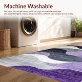 Ultra Soft Area Rug, Non Slip, Stain Resistant, Washable Area Rugs for Living Room, Bedroom, Elegant Tiled Grey Purple Harmony(Purple)