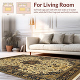 Ultra Soft Area Rug, Non Slip, Stain Resistant, Washable Area Rugs for Living Room, Bedroom, Rustic Earthy Traditional Motif(Beige)