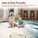 Ultra Soft Area Rug, Non Slip, Stain Resistant, Washable Area Rugs for Living Room, Bedroom, Farmhouse Printed With Charming Coastal Inspired Motifs(Blue)