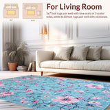 Ultra Soft Area Rug, Non Slip, Stain Resistant, Washable Area Rugs for Living Room, Bedroom, Whimsical Insect Patterned Textile(Blue)