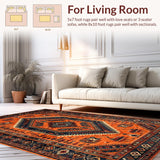 Ultra Soft Area Rug, Non Slip, Stain Resistant, Washable Area Rugs for Living Room, Bedroom, Vibrant Floral Boho Aesthetic(Orange)