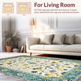 Ultra Soft Area Rug, Non Slip, Stain Resistant, Washable Area Rugs for Living Room, Bedroom, Chic Modern Cream Tiled Design(White)