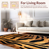 Ultra Soft Area Rug, Non Slip, Stain Resistant, Washable Area Rugs for Living Room, Bedroom, Bold Earthy Tiger Print(Brown)