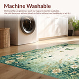 Ultra Soft Area Rug, Non Slip, Stain Resistant, Washable Area Rugs for Living Room, Bedroom, Eclectic Vintage Bug Arrangement(Green)