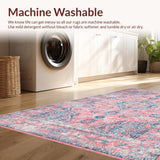 Ultra Soft Area Rug, Non Slip, Stain Resistant, Washable Area Rugs for Living Room, Bedroom, Pastel Elegant Medallion Design(Pink)