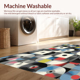 Ultra Soft Area Rug, Non Slip, Stain Resistant, Washable Area Rugs for Living Room, Bedroom, Lively Multicolor Circular Pattern(Gray)