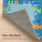 Ultra Soft Area Rug, Non Slip, Stain Resistant, Washable Area Rugs for Living Room, Bedroom, Whimsical ABC Rug:  Educational Play Mat for Toddlers(Blue)