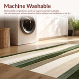 Ultra Soft Area Rug, Non Slip, Stain Resistant, Washable Area Rugs for Living Room, Bedroom, Stripe Area Low Pile Non Slip(Green)