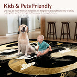 Ultra Soft Area Rug, Non Slip, Stain Resistant, Washable Area Rugs for Living Room, Bedroom, Vivid Contrast Floral Dragon Pattern(Gold)