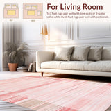 Ultra Soft Area Rug, Non Slip, Stain Resistant, Washable Area Rugs for Living Room, Bedroom, Stylish Earthy Toned Charm(Pink)