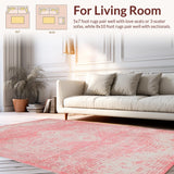 Ultra Soft Area Rug, Non Slip, Stain Resistant, Washable Area Rugs for Living Room, Bedroom, Charming Abstract Floral Fusion(Pink)