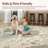 Ultra Soft Area Rug, Non Slip, Stain Resistant, Washable Area Rugs for Living Room, Bedroom, Distressed Oriental Ivory Sage Living Room Rug(Beige)
