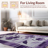 Ultra Soft Area Rug, Non Slip, Stain Resistant, Washable Area Rugs for Living Room, Bedroom, Elegant Modern Abstract Palette(Purple)