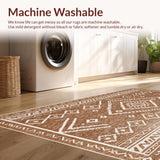 Ultra Soft Area Rug, Non Slip, Stain Resistant, Washable Area Rugs for Living Room, Bedroom, Machine Washable Farmhouse Bedroom Low Pile Rug(Brown)