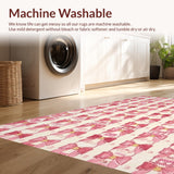 Ultra Soft Area Rug, Non Slip, Stain Resistant, Washable Area Rugs for Living Room, Bedroom, Playful Pink Bow Scalloped Area Rug Pretty Coquette Carpet(Pink)