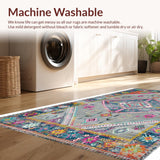 Ultra Soft Area Rug, Non Slip, Stain Resistant, Washable Area Rugs for Living Room, Bedroom, Elegant Vintage Geometric Aesthetic(Gray)