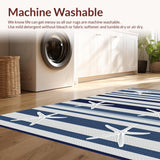 Ultra Soft Area Rug, Non Slip, Stain Resistant, Washable Area Rugs for Living Room, Bedroom, Classic Blue Stripe Nautical Essence(Blue)