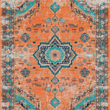 Ultra Soft Area Rug, Non Slip, Stain Resistant, Washable Area Rugs for Living Room, Bedroom, Modern Abstract Circular Pattern Play(Orange)