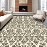 Ultra Soft Area Rug, Non Slip, Stain Resistant, Washable Area Rugs for Living Room, Bedroom, Vintage Damask Bedroom Farmhouse Style Area Carpet(Beige)