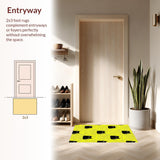 Ultra Soft Area Rug, Non Slip, Stain Resistant, Washable Area Rugs for Living Room, Bedroom, Lively Abstract Feline Composition(Yellow)