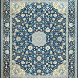 Ultra Soft Area Rug, Non Slip, Stain Resistant, Washable Area Rugs for Living Room, Bedroom, Elegant Tone-on-Tone Floral Motif(Blue)