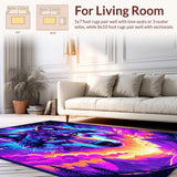 Ultra Soft Area Rug, Non Slip, Stain Resistant, Washable Area Rugs for Living Room, Bedroom, Colorful Abstract Galactic Aesthetic(Purple)
