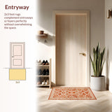 Ultra Soft Area Rug, Non Slip, Stain Resistant, Washable Area Rugs for Living Room, Bedroom, Elegant Striped Rustic Harmony(Orange)