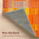 Ultra Soft Area Rug, Non Slip, Stain Resistant, Washable Area Rugs for Living Room, Bedroom, Eye-catching Warm Toned Motif(Orange)