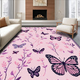 Ultra Soft Area Rug, Non Slip, Stain Resistant, Washable Area Rugs for Living Room, Bedroom, Enchanting Butterfly Dreamscape(Pink)