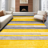 Ultra Soft Area Rug, Non Slip, Stain Resistant, Washable Area Rugs for Living Room, Bedroom, Chic Striped Yellow-Grey Aesthetic(Yellow)