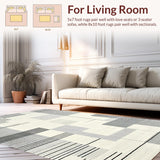 Ultra Soft Area Rug, Non Slip, Stain Resistant, Washable Area Rugs for Living Room, Bedroom, Sleek Black and Ivory Pattern(Black)