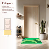 Ultra Soft Area Rug, Non Slip, Stain Resistant, Washable Area Rugs for Living Room, Bedroom, Irregular Shape Entryway Pet-Friendly Carpet(Green)