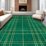Ultra Soft Area Rug, Non Slip, Stain Resistant, Washable Area Rugs for Living Room, Bedroom, Chic Dark Green Facet Design(Green)