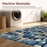 Ultra Soft Area Rug, Non Slip, Stain Resistant, Washable Area Rugs for Living Room, Bedroom, Bright Multicolor Traffic Playmat for Playroom Fun(Blue)
