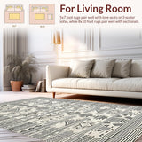 Ultra Soft Area Rug, Non Slip, Stain Resistant, Washable Area Rugs for Living Room, Bedroom, Global Geometric Contrast Motif(Black)
