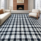 Ultra Soft Area Rug, Non Slip, Stain Resistant, Washable Area Rugs for Living Room, Bedroom, Modern Black and White Checkered Kitchen Rug(Black)