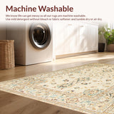 Ultra Soft Area Rug, Non Slip, Stain Resistant, Washable Area Rugs for Living Room, Bedroom, Rustic Gray Medallion Theme(Beige)