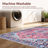 Ultra Soft Area Rug, Non Slip, Stain Resistant, Washable Area Rugs for Living Room, Bedroom, Rustic Vintage Tiled Motif(Pink)