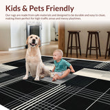 Ultra Soft Area Rug, Non Slip, Stain Resistant, Washable Area Rugs for Living Room, Bedroom, Abstract Black and Ivory Living Room Wool Rug(Black)