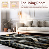 Ultra Soft Area Rug, Non Slip, Stain Resistant, Washable Area Rugs for Living Room, Bedroom, Striking Black and Gold Contrast(Black)