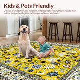 Ultra Soft Area Rug, Non Slip, Stain Resistant, Washable Area Rugs for Living Room, Bedroom, Chic Eclectic Tiled Arrangement(Yellow)