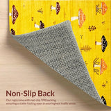 Ultra Soft Area Rug, Non Slip, Stain Resistant, Washable Area Rugs for Living Room, Bedroom, Playful Yellow Mushroom Aesthetic(Yellow)