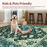 Ultra Soft Area Rug, Non Slip, Stain Resistant, Washable Area Rugs for Living Room, Bedroom, Moody Floral Boho Chic(Green)